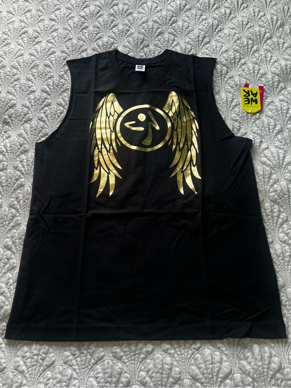 Zumba Fitness Zumba Spirit Muscle Tank Bold Black Gold Graphics Medium NWT